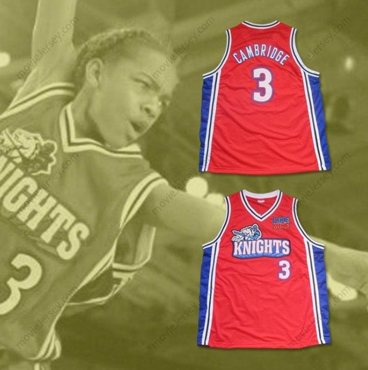 CUSTOM ANY Name Number CALVIN CAMBRIDGE 3 LOS ANGELES KNIGHTS RED BASKETBALL JERSEY WITH LIKE MIKE PATCH Top Stitched S-6XL