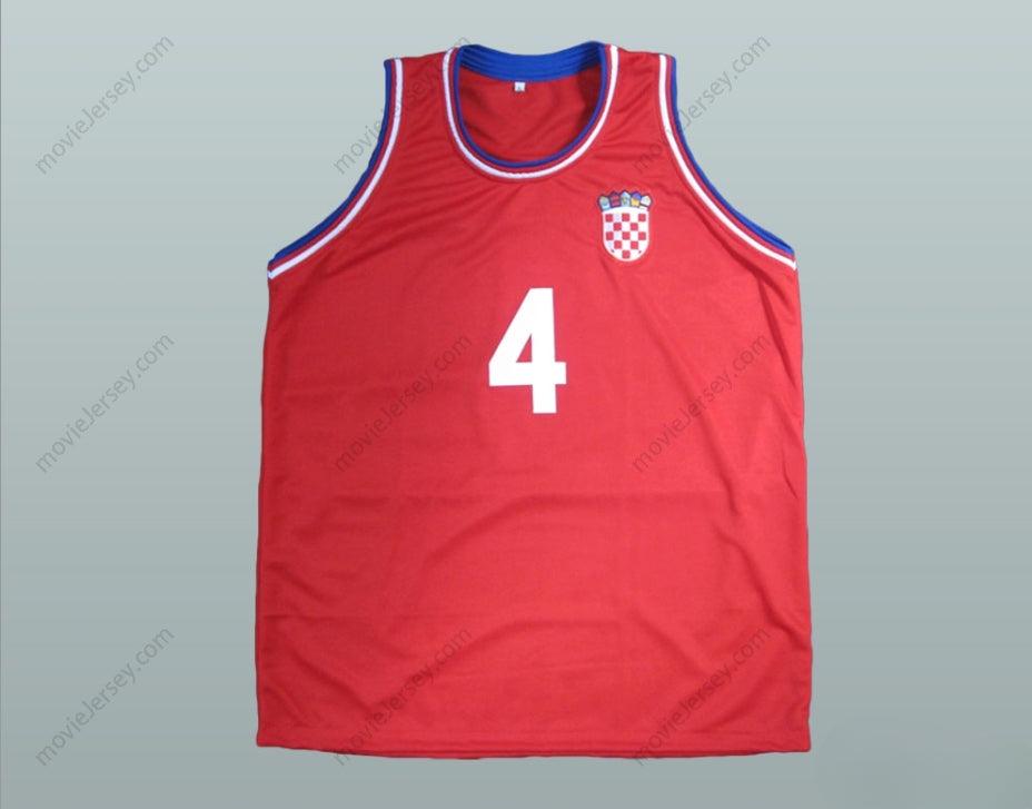 CUSTOM ANY Name Number DRAZEN PETROVIC 4 CROATIA RED BASKETBALL JERSEY Top Stitched S-6XL