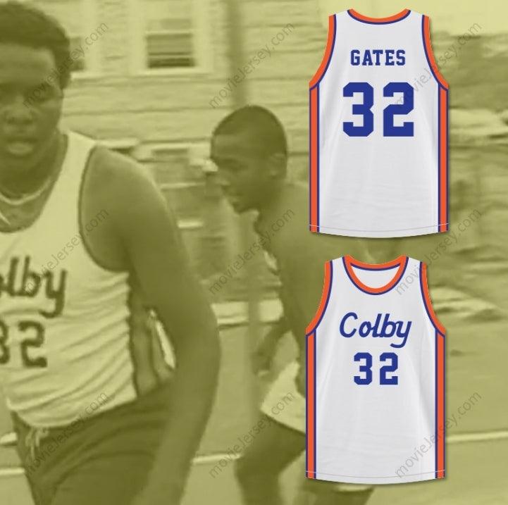 CUSTOM ANY Name Number CURTIS GATES 32 COLBY HIGH SCHOOL WHITE BASKETBALL JERSEY HOOP DREAMS Top Stitched S-6XL