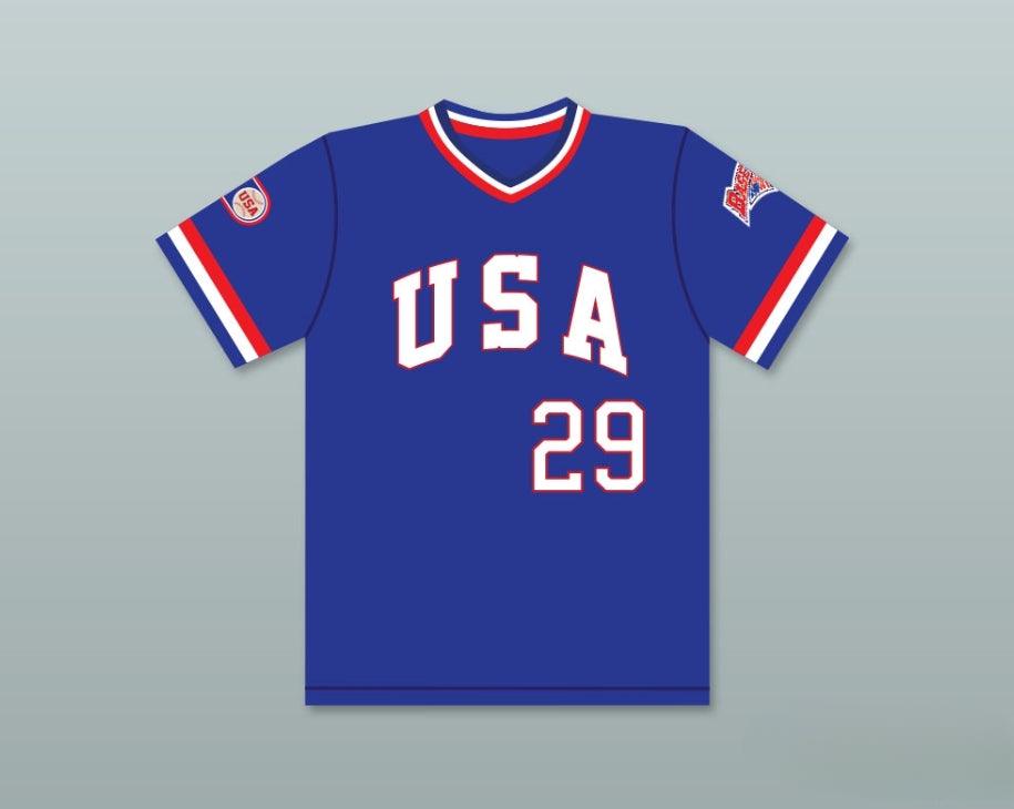 Custom Any Name Number DON AUGUST 29 1984 USA TEAM BLUE BASEBALL JERSEY Top Stitched S-6XL