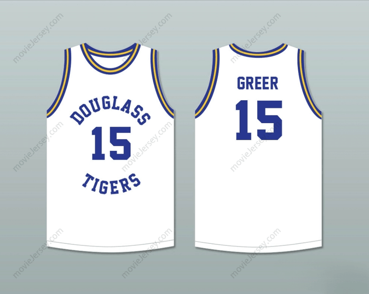 CUSTOM ANY Name Number HAL GREER 15 FREDERICK DOUGLASS JUNIOR AND SENIOR HIGH SCHOOL TIGERS WHITE BASKETBALL JERSEY 2 Top Stitched S-6XL