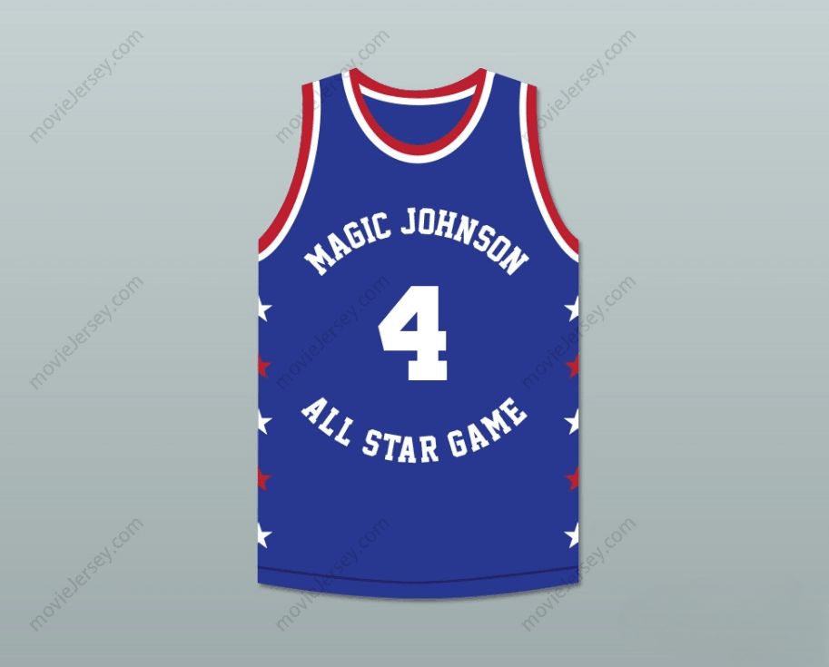 CUSTOM ANY Name Number SPUD WEBB 4 MAGIC JOHNSON ALL STAR GAME BLUE BASKETBALL JERSEY 1988 MIDSUMMER NIGHT'S MAGIC CHARITY EVENT Top Stitched S-6XL