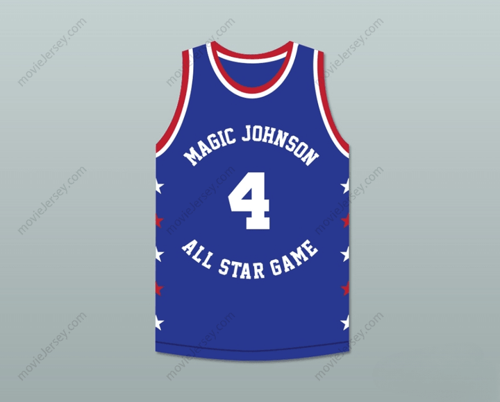 CUSTOM ANY Name Number SPUD WEBB 4 MAGIC JOHNSON ALL STAR GAME BLUE BASKETBALL JERSEY 1988 MIDSUMMER NIGHT'S MAGIC CHARITY EVENT Top Stitched S-6XL