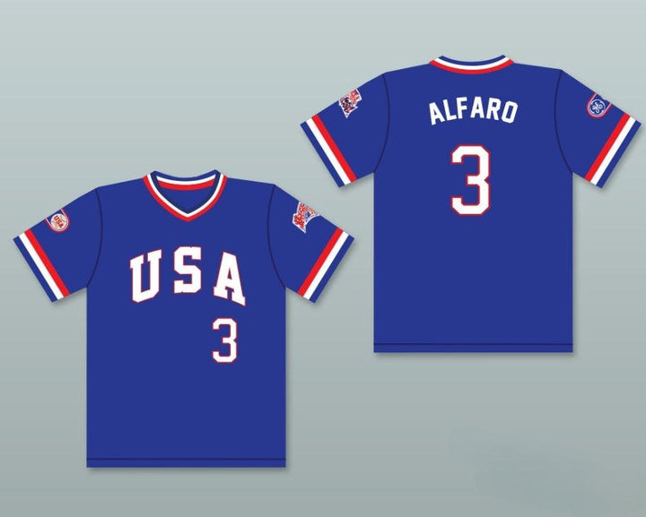 Custom Any Name Number FLAVIO ALFARO 3 1984 USA TEAM BLUE BASEBALL JERSEY Top Stitched S-6XL