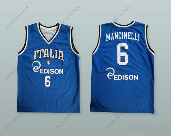 CUSTOM ANY Name Number STEFANO MANCINELLI 6 ITALIA BASKETBALL JERSEY WITH PATCH Top Stitched S-6XL