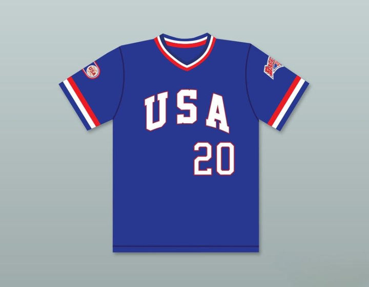 Custom Any Name Number JOHN MARZANO 20 1984 USA TEAM BLUE BASEBALL JERSEY Top Stitched S-6XL