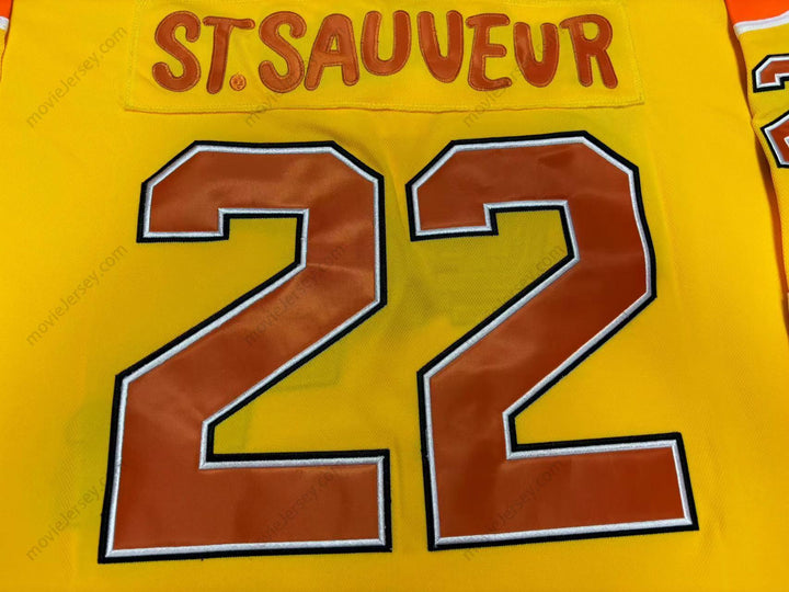 Custom Any Name Number 1974-75 WHA CLAUDE ST. SAUVEUR 22 VANCOUVER BLAZERS YELLOW HOCKEY JERSEY Top Stitched S-6XL