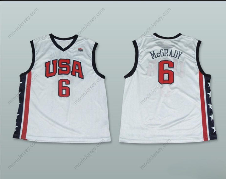 CUSTOM ANY Name Number TRACY MCGRADY 6 TEAM USA WHITE BASKETBALL JERSEY Top Stitched S-6XL