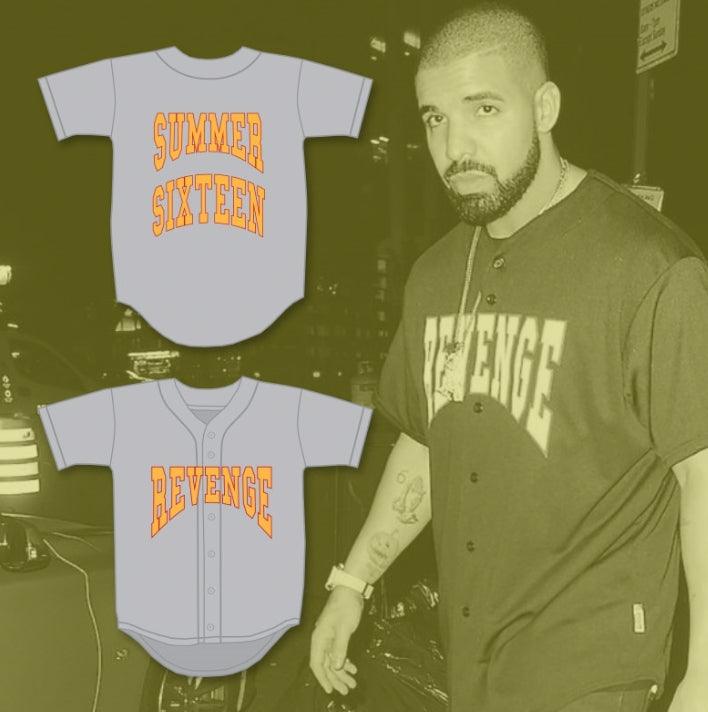 Custom Any Name Number DRAKE SUMMER SIXTEEN REVENGE GRAY BASEBALL JERSEY Top Stitched S-6XL