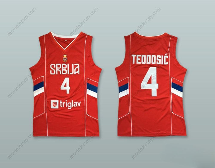 CUSTOM ANY Name Number MILOS TEODOSIC 4 SERBIA RED BASKETBALL JERSEY Top Stitched S-6XL
