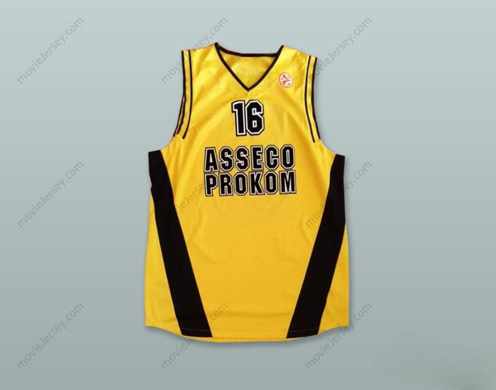CUSTOM ANY Name Number ADAM LAPETA 16 POLONIA POLAND YELLOW BASKETBALL JERSEY Top Stitched S-6XL