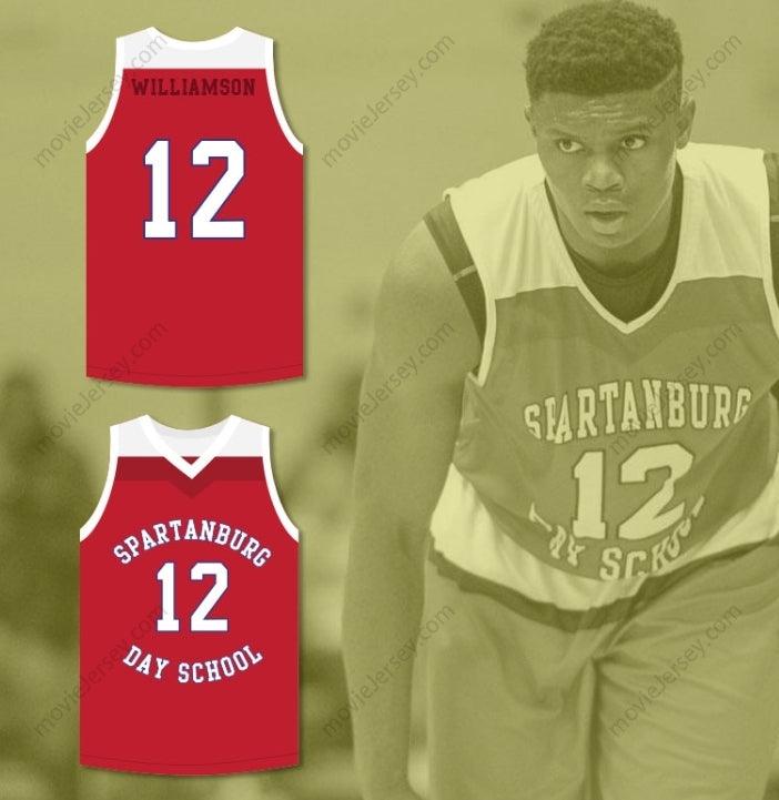 CUSTOM ANY Name Number ZION WILLIAMSON 12  DAY SCHOOL GRIFFINS RED BASKETBALL JERSEY 2 Top Stitched S-6XL