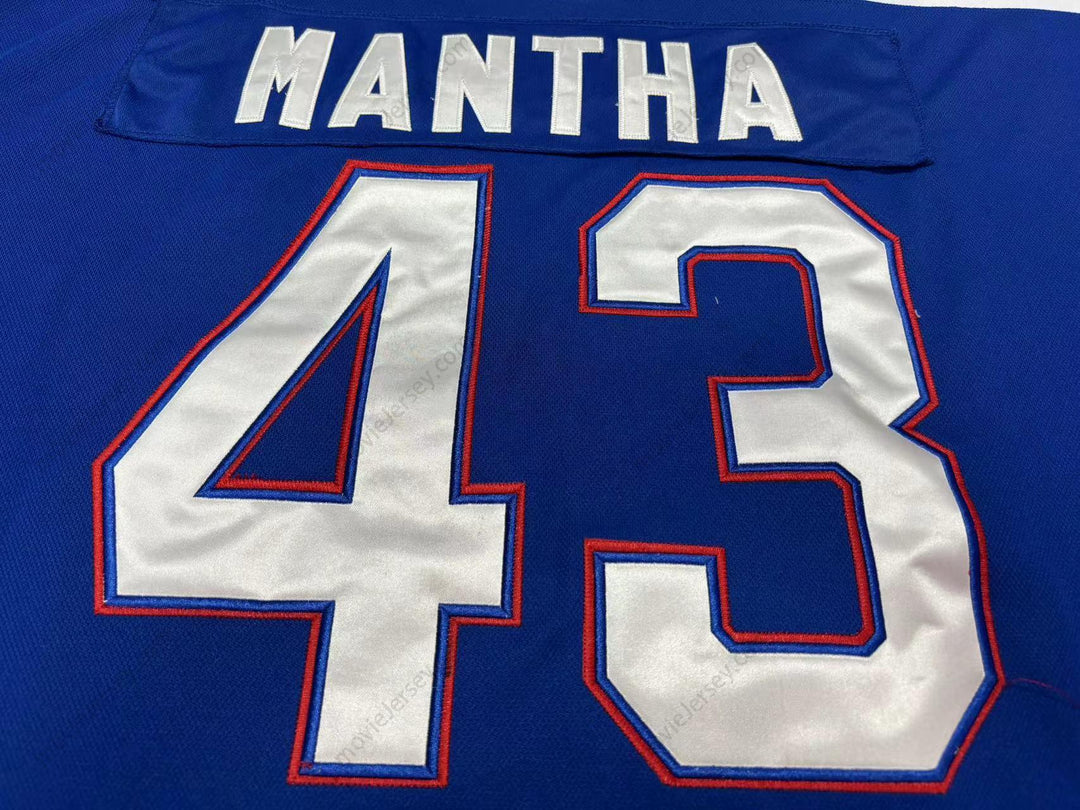 Custom Any Name Number MOE MANTHA 43 USA NATIONAL TEAM BLUE HOCKEY JERSEY Top Stitched S-6XL
