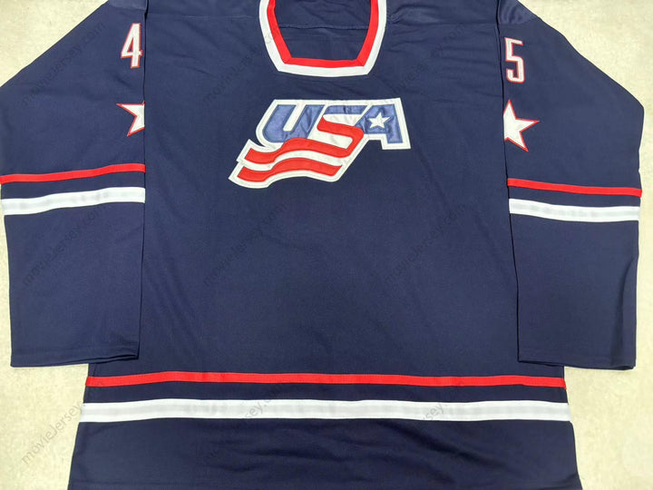 Custom Any Name Number DONALD TRUMP 45 USA NAVY BLUE HOCKEY JERSEY Top Stitched S-6XL