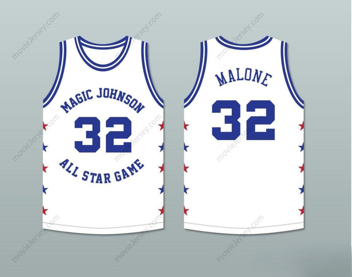 CUSTOM ANY Name Number KARL MALONE 32 MAGIC JOHNSON ALL STAR GAME WHITE BASKETBALL JERSEY 1988 MIDSUMMER NIGHT'S MAGIC CHARITY EVENT Top Stitched S-6XL