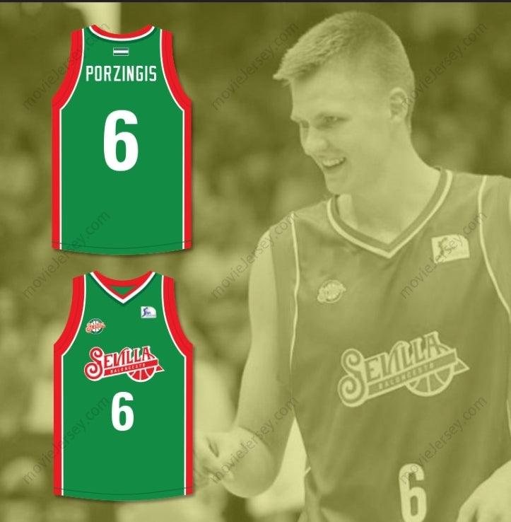CUSTOM ANY Name Number KRISTAPS PORZINGIS 6 BALONCESTO SEVILLA GREEN BASKETBALL JERSEY Top Stitched S-6XL