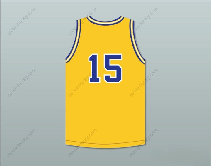 CUSTOM ANY Name Number JEFF HORNACEK 15 LYONS TOWNSHIP HIGH SCHOOL LIONS YELLOW GOLD BASKETBALL JERSEY 1 Top Stitched S-6XL