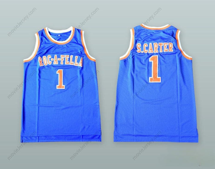 CUSTOM ANY Name Number SHAWN CARTER 1 ROC-A-FELLA BLUE BASKETBALL JERSEY Top Stitched S-6XL