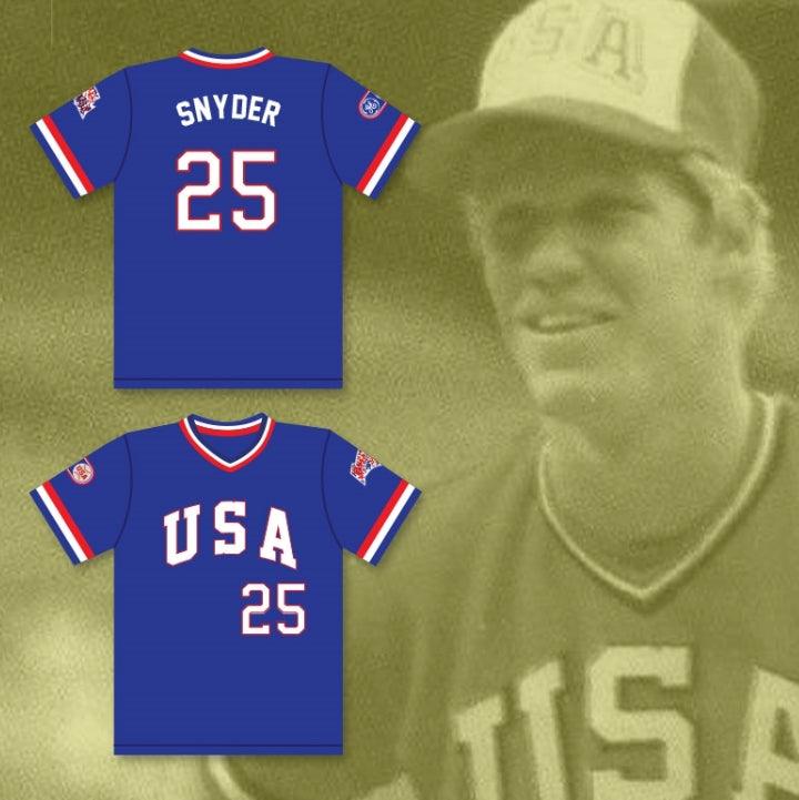 Custom Any Name Number CORY SNYDER 25 1984 USA TEAM BLUE BASEBALL JERSEY Top Stitched S-6XL