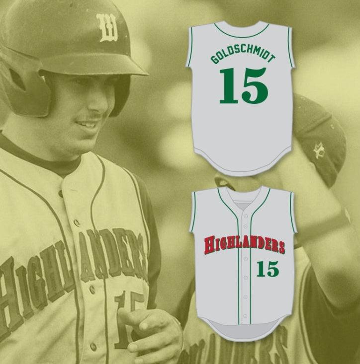 Custom Any Name Number PAUL GOLDSCHMIDT 15 THE  HIGH SCHOOL HIGHLANDERS GRAY BASEBALL JERSEY 2 Top Stitched S-6XL