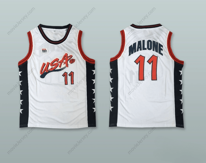 CUSTOM ANY Name Number 1996 KARL MALONE 11 USA TEAM HOME BASKETBALL JERSEY Top Stitched S-6XL