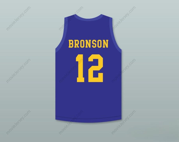 CUSTOM ANY Name Number ACTION BRONSON 12   BLUE BASKETBALL JERSEY WITH BLUE CHIPS PATCH Top Stitched S-6XL