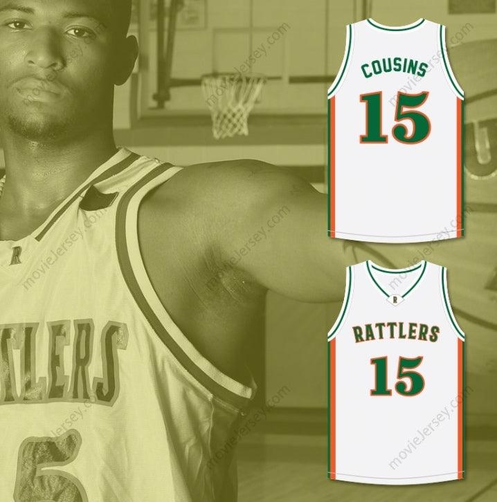 CUSTOM ANY Name Number DEMARCUS COUSINS 15 LEFLORE HIGH SCHOOL RATTLERS WHITE BASKETBALL JERSEY Top Stitched S-6XL
