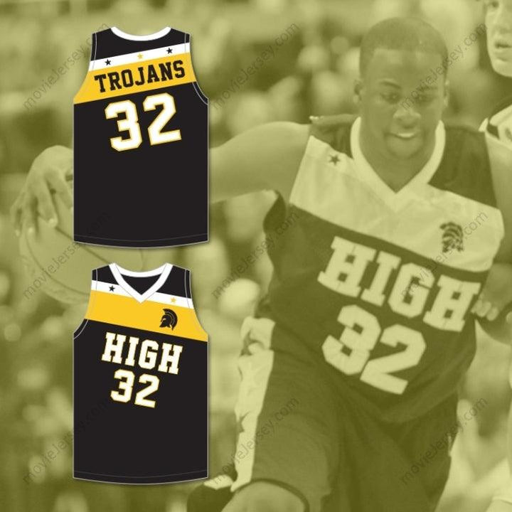 CUSTOM ANY Name Number DRAYMOND GREEN 32 SAGINAW HIGH SCHOOL TROJANS BLACK BASKETBALL JERSEY 1 Top Stitched S-6XL