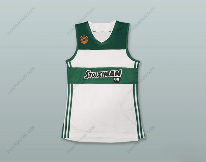 CUSTOM ANY Name Number PANATHINAIKOS BC WHITE BASKETBALL JERSEY Top Stitched S-6XL