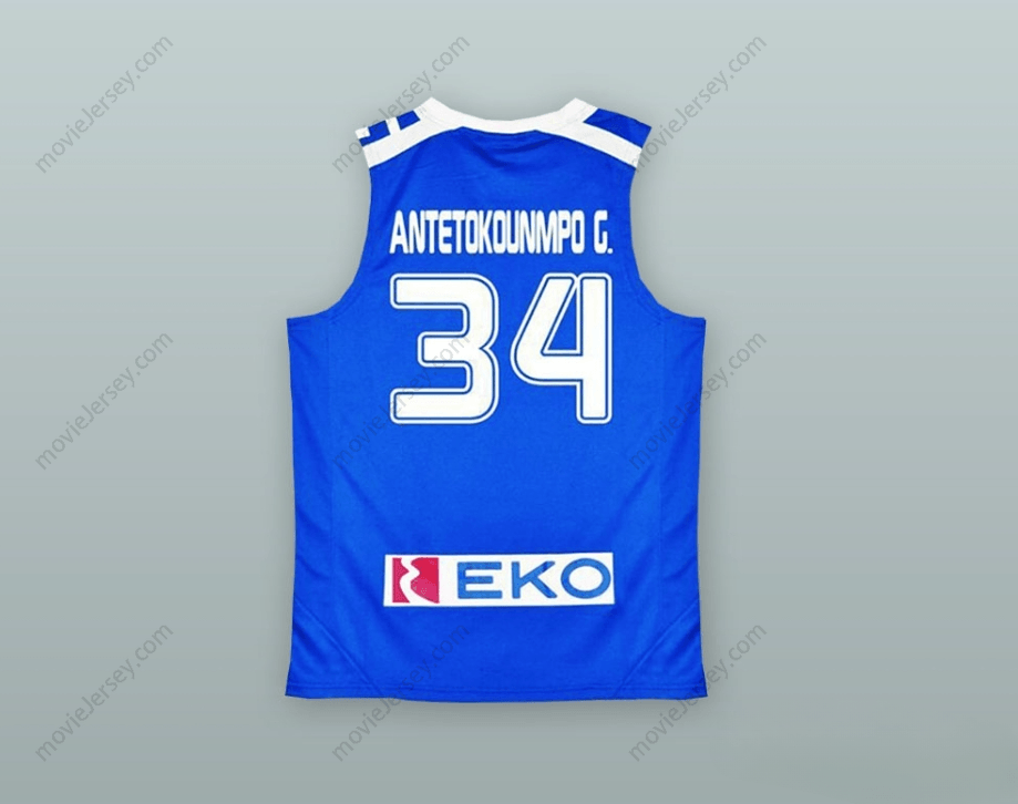 CUSTOM ANY Name Number GIANNIS ANTETOKOUNMPO 34 GREECE BLUE BASKETBALL JERSEY Top Stitched S-6XL