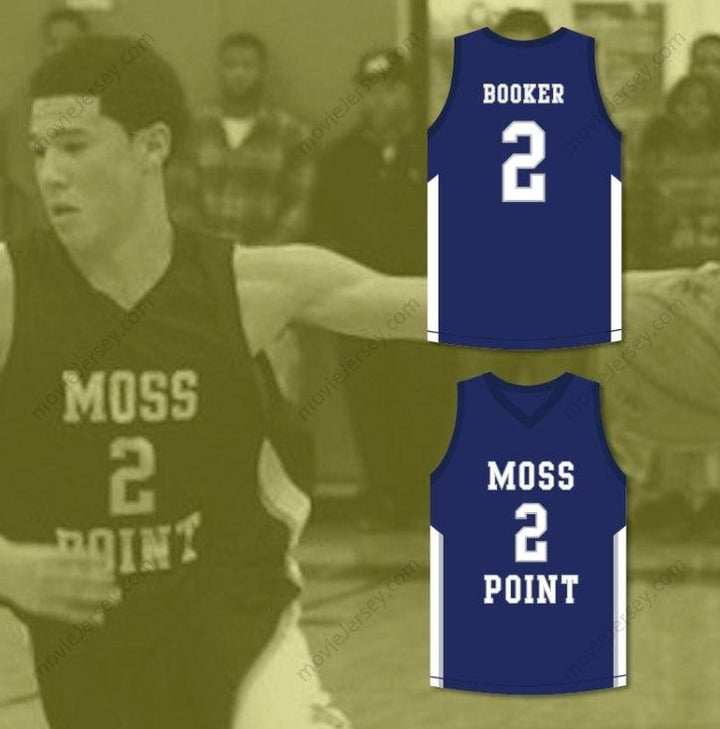 CUSTOM ANY Name Number DEVIN BOOKER 2 MOSS POINT HIGH SCHOOL BLUE BASKETBALL JERSEY Top Stitched S-6XL