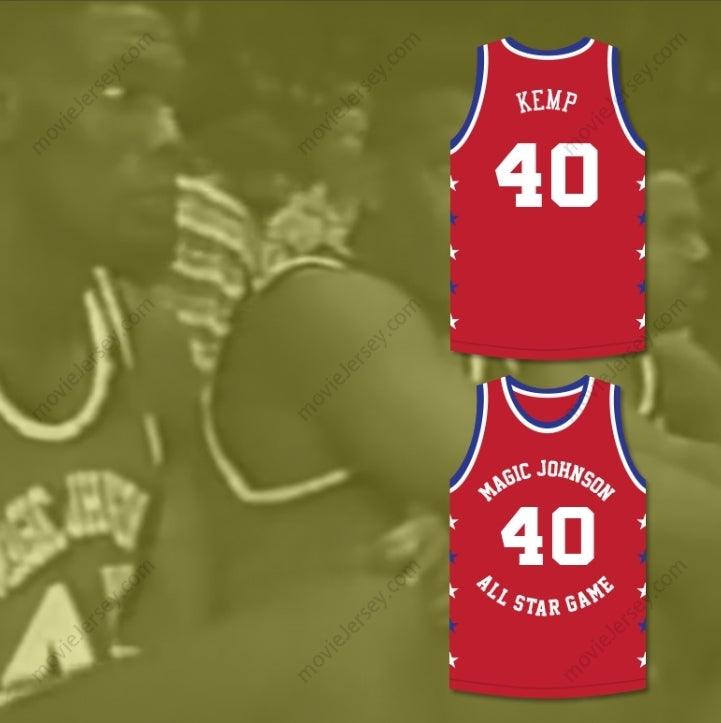 CUSTOM ANY Name Number SHAWN KEMP 40 MAGIC JOHNSON ALL STAR GAME RED BASKETBALL JERSEY 1990 MIDSUMMER NIGHT'S MAGIC CHARITY EVENT Top Stitched S-6XL