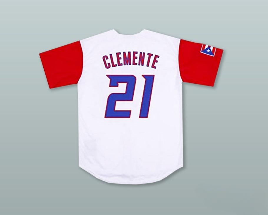 Custom Any Name Number ROBERTO CLEMENTE 21 PUERTO RICO WHITE BASEBALL JERSEY Top Stitched S-6XL