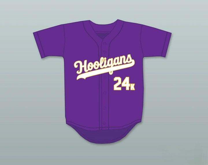 Custom Any Name Number MARS 24K HOOLIGANS PURPLE BASEBALL JERSEY Top Stitched S-6XL