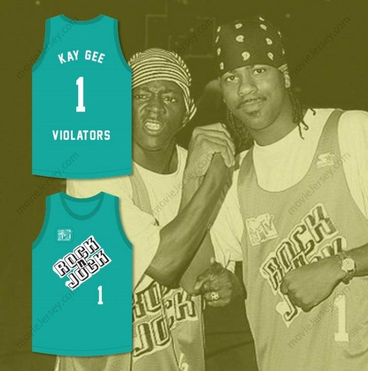 CUSTOM ANY Name Number KAY GEE 1 VIOLATORS BASKETBALL JERSEY 3RD ANNUAL ROCK N' JOCK B-BALL JAM 1993 Top Stitched S-6XL