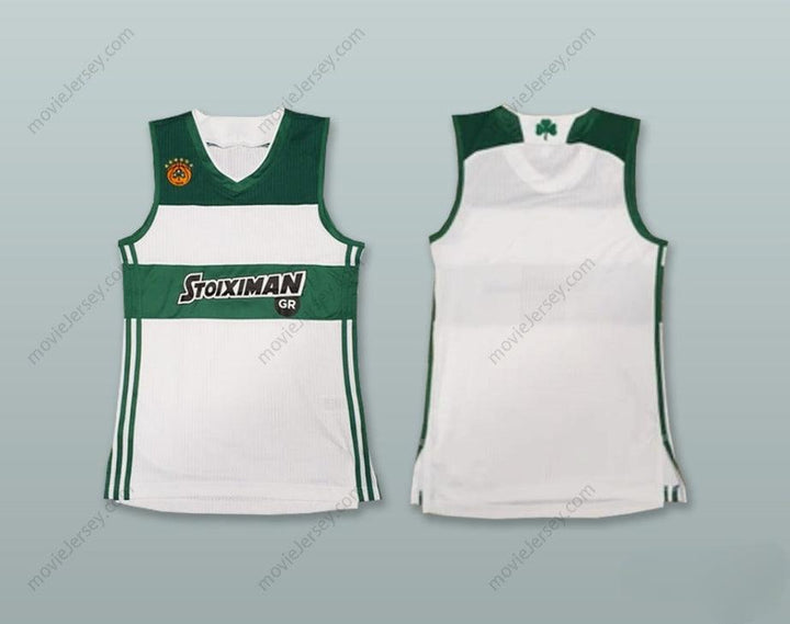 CUSTOM ANY Name Number PANATHINAIKOS BC WHITE BASKETBALL JERSEY Top Stitched S-6XL