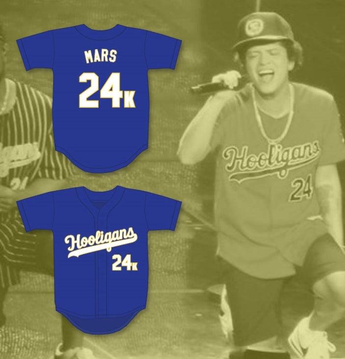 Custom Any Name Number MARS 24K HOOLIGANS BLUE BASEBALL JERSEY Top Stitched S-6XL