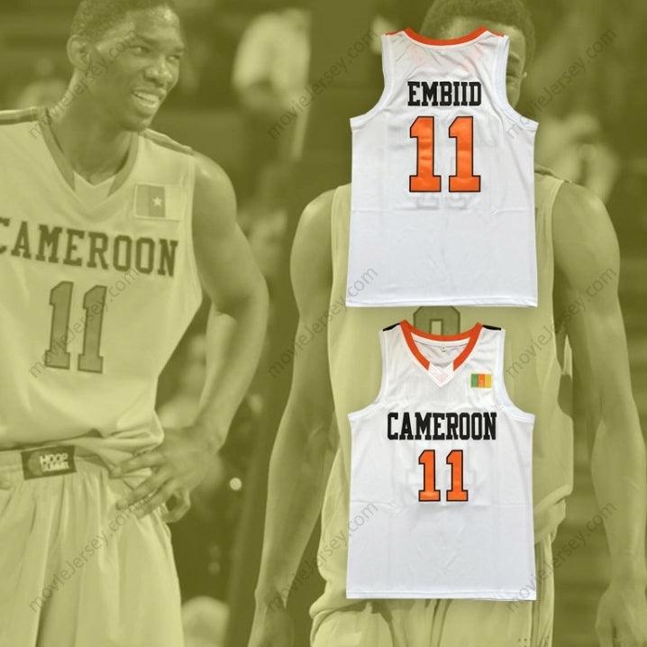 CUSTOM ANY Name Number JOEL EMBIID 11 CAMEROON WHITE BASKETBALL JERSEY Top Stitched S-6XL