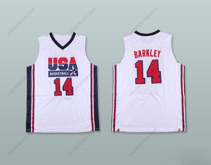 CUSTOM ANY Name Number CHARLES BARKLEY 14 USA HOME BASKETBALL JERSEY Top Stitched S-6XL