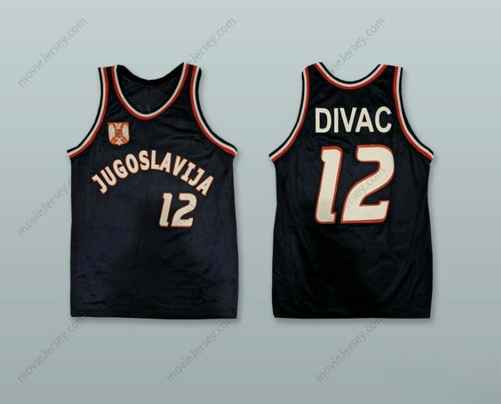 CUSTOM ANY Name Number VLADE DIVAC 12 JUGOSLAVIJA BLACK BASKETBALL JERSEY Top Stitched S-6XL