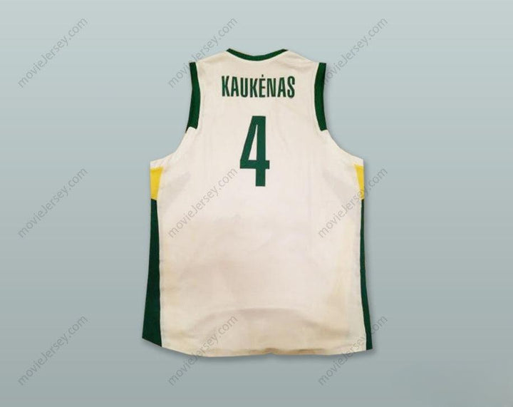 CUSTOM ANY Name Number RIMANTAS KAUKENAS 4 LIETUVA LITHUANIA WHITE BASKETBALL JERSEY Top Stitched S-6XL