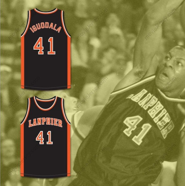 CUSTOM ANY Name Number ANDRE IGUODALA 41 LANPHIER HIGH SCHOOL LIONS BLACK BASKETBALL JERSEY 4 Top Stitched S-6XL