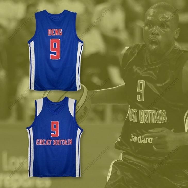 CUSTOM ANY Name Number LUOL DENG 9 GREAT BRITAIN NATIONAL TEAM BLUE BASKETBALL JERSEY Top Stitched S-6XL