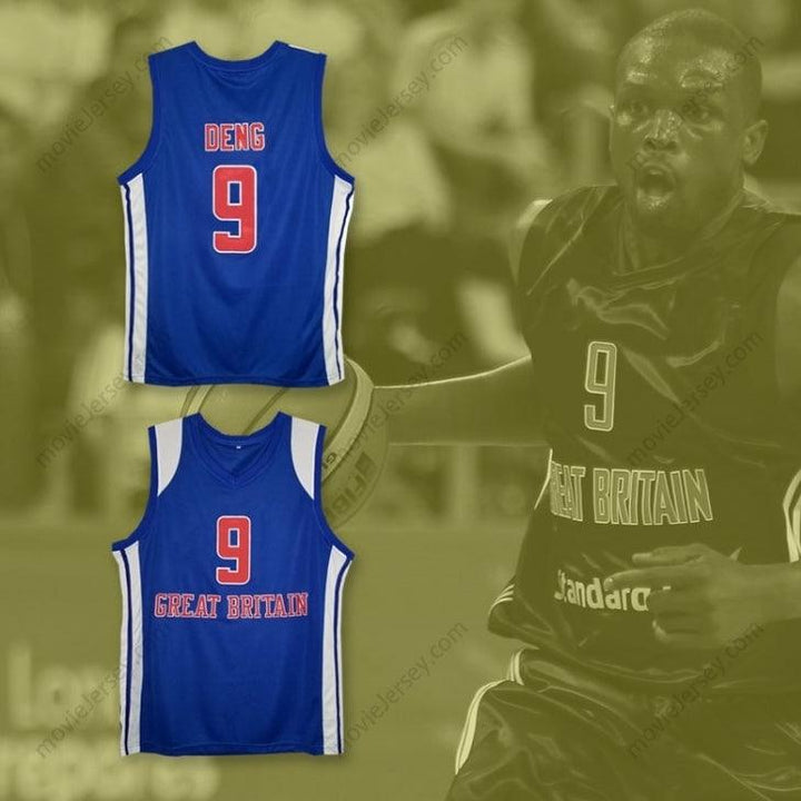 CUSTOM ANY Name Number LUOL DENG 9 GREAT BRITAIN NATIONAL TEAM BLUE BASKETBALL JERSEY Top Stitched S-6XL