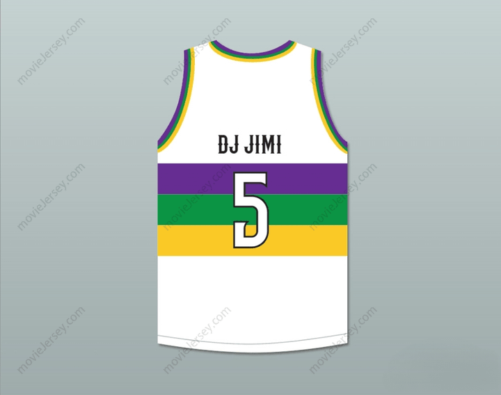 CUSTOM ANY Name Number DJ JIMI 5 NOLA BOUNCE WHITE BASKETBALL JERSEY Top Stitched S-6XL