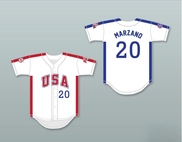 Custom Any Name Number JOHN MARZANO 20 1984 USA TEAM WHITE BUTTON DOWN BASEBALL JERSEY Top Stitched S-6XL