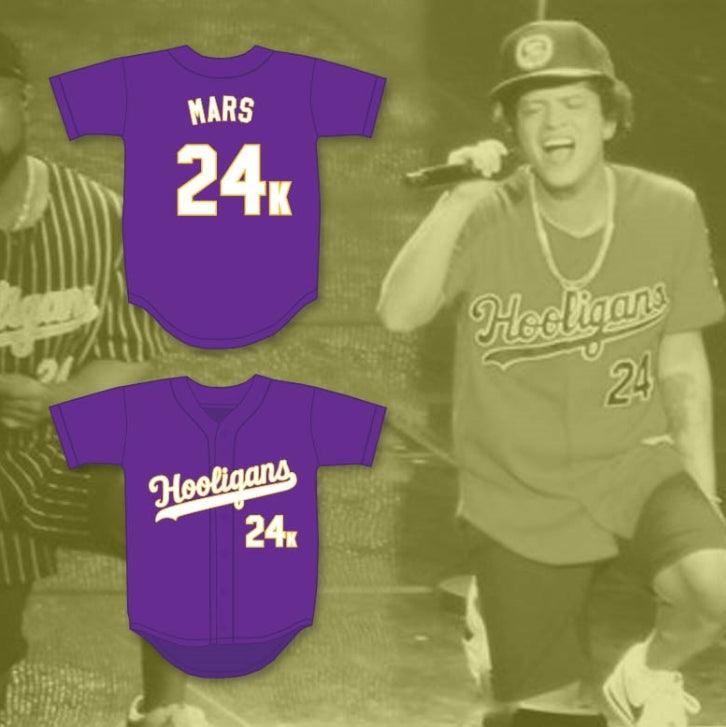 Custom Any Name Number MARS 24K HOOLIGANS PURPLE BASEBALL JERSEY Top Stitched S-6XL