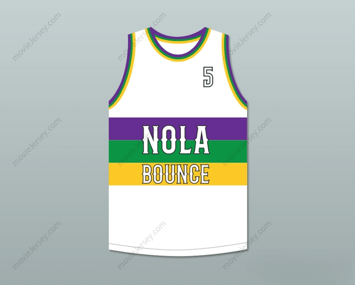 CUSTOM ANY Name Number DJ JIMI 5 NOLA BOUNCE WHITE BASKETBALL JERSEY Top Stitched S-6XL