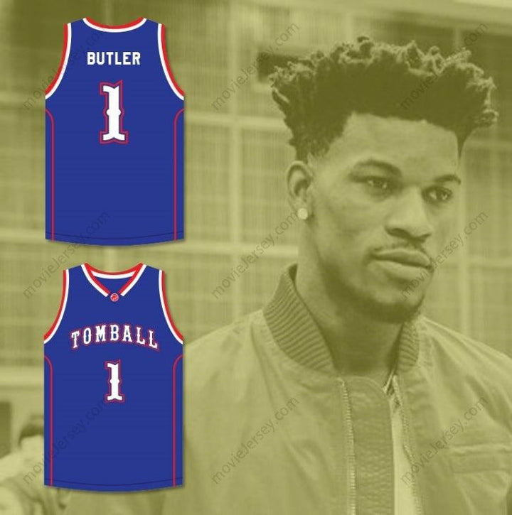 CUSTOM ANY Name Number JIMMY BUTLER 1  HIGH SCHOOL COUGARS BLUE BASKETBALL JERSEY Top Stitched S-6XL