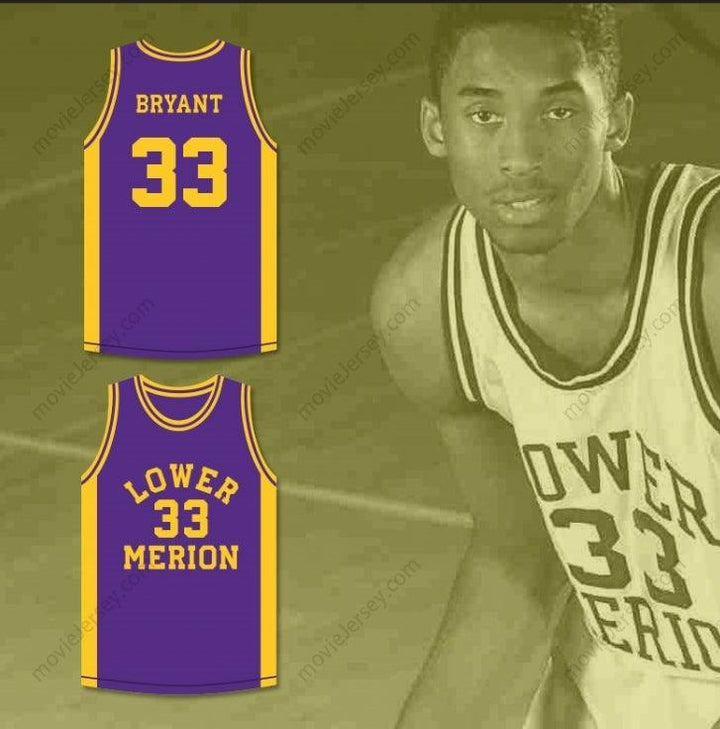 CUSTOM ANY Name Number  BRYANT 33 LOWER MERION HIGH SCHOOL ACES PURPLE BASKETBALL JERSEY 4 Top Stitched S-6XL